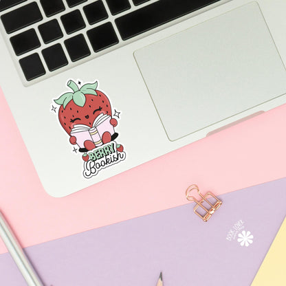 Berry Bookish Strawberry Stickers / Bookish Stickers / Book Lover Gift / Bookish Merch / Kindle Sticker / Smut Reader / Reading Lover