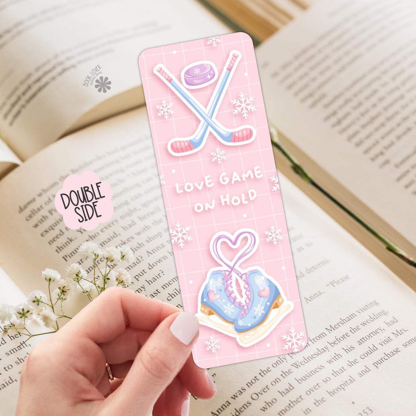 Love Game on Hold Hockey Romance Girlie Bookish Bookmark / Winter Bookish Bookmark / Book Lover Gift / Bookish Merch / Reading Lover