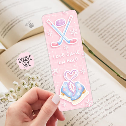 Love Game on Hold Hockey Romance Girlie Bookish Bookmark / Winter Bookish Bookmark / Book Lover Gift / Bookish Merch / Reading Lover