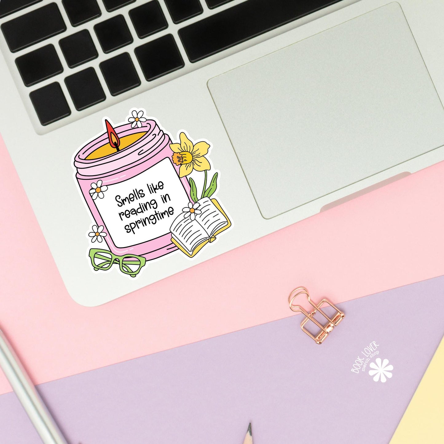 Smells Like Reading in Springtime Stickers / Bookish Spring Stickers / Book Lover Gift / Bookish Merch / Kindle Sticker / Reading Lover