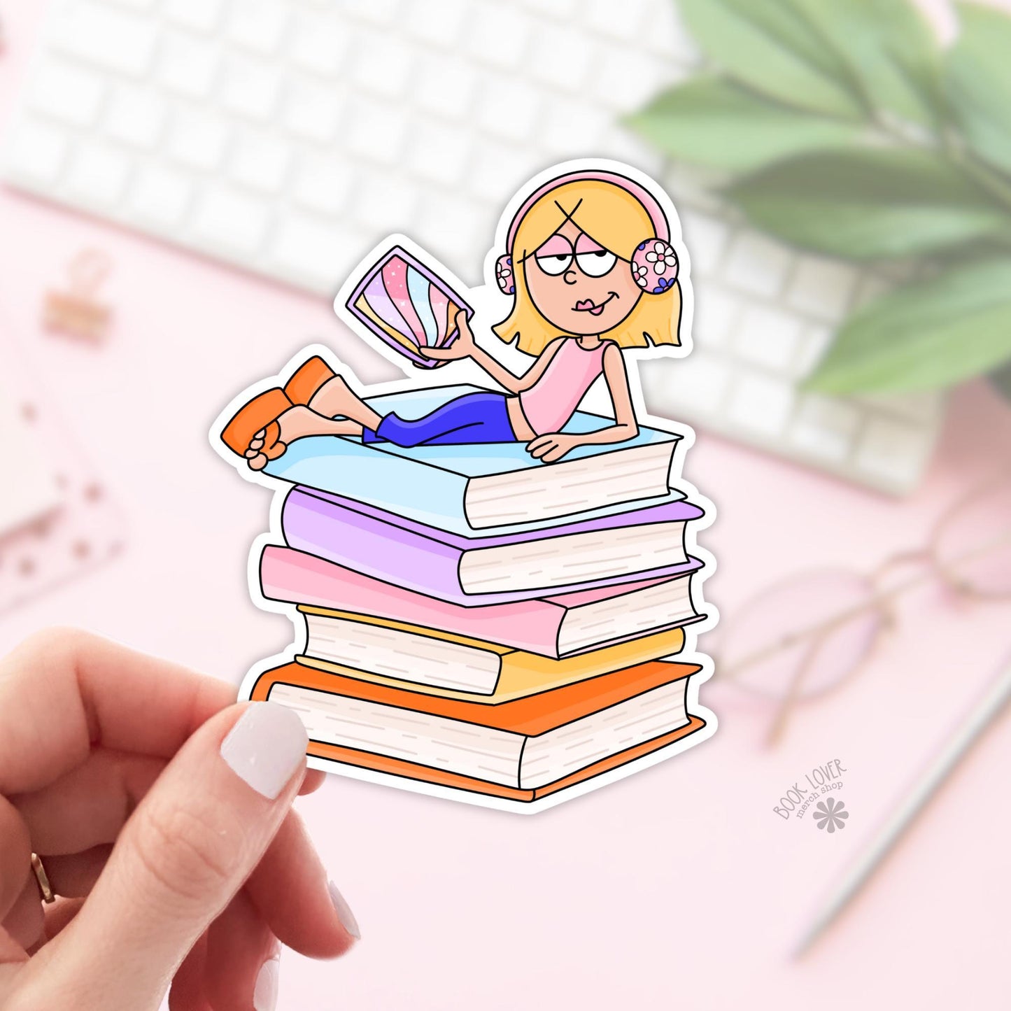 Bookish Girl Stickers / Bookish Stickers / Book Lover Gift / Bookish Merch / Kindle Sticker / Smut Reader / Reading Lover / E-Reader