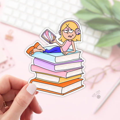 Bookish Girl Stickers / Bookish Stickers / Book Lover Gift / Bookish Merch / Kindle Sticker / Smut Reader / Reading Lover / E-Reader