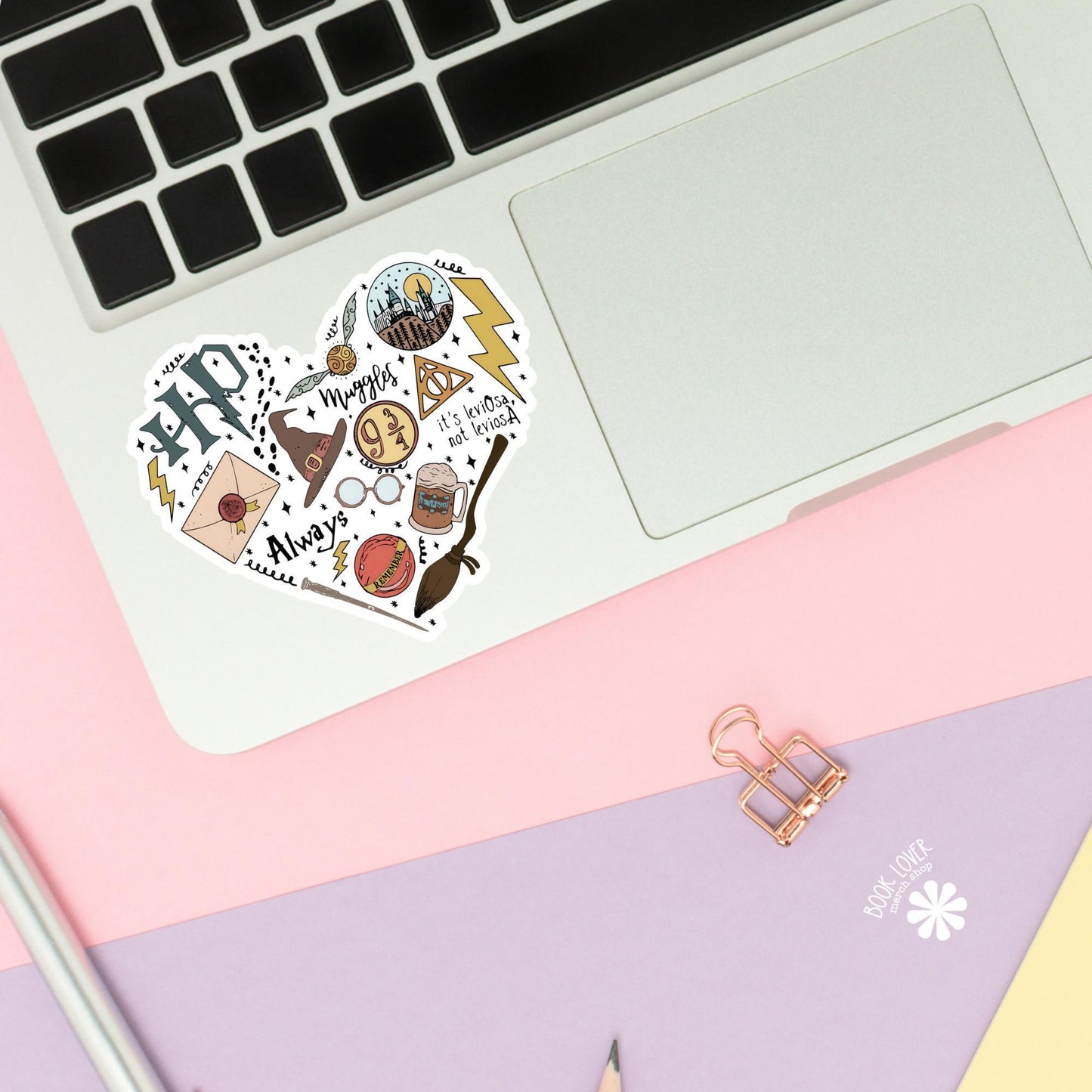Magical Wizards Heart Stickers / Harry Bookish Stickers / Book Lover Gift / Bookish Merch / Kindle Sticker / HP Reader / Reading Lover