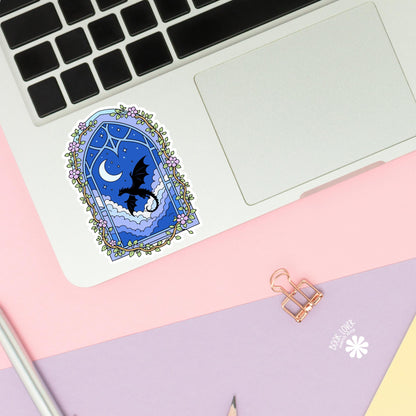 Dragon Window Stickers / Bookish Stickers / Book Lover Gift / Bookish Merch / Kindle Sticker / Fantasy Reader / Reading Lover / E-Reader