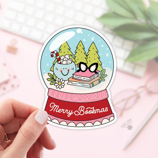 Merry Bookmas Snow Globe Stickers / Bookish Stickers / Book Lover Gift / Bookish Merch / Kindle Sticker / Smut Reader / Reading Lover