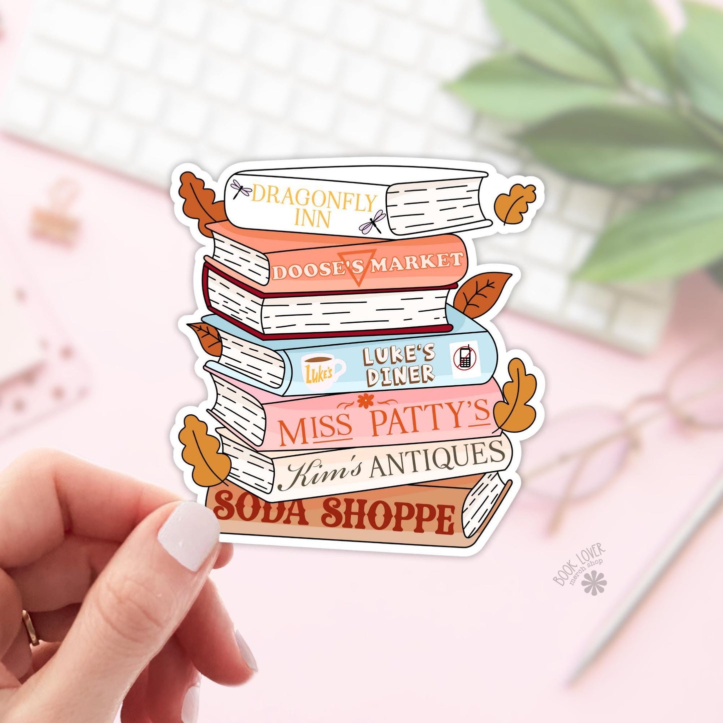 Fall Books Stack Stickers / Bookish Stickers / Book Lover Gift / Bookish Merch / Kindle Sticker / Smut Reader / Reading Lover / E-Reader