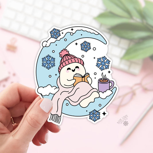 Winter Moon Bookish Ghost Stickers / Bookish Stickers / Book Lover Gift / Bookish Merch / Kindle Sticker / Smut Reader / Reading Lover