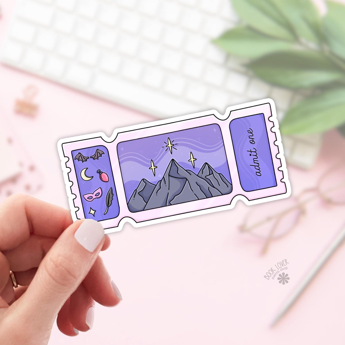 Romantasy City Ticket Stickers / Bookish Admit One Sticker / Book Lover Gift Merch / Kindle Sticker / Fantasy Reader / Reading Lover