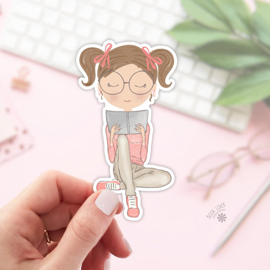 Girl Reading Book Sticker / Bookish Stickers / Book Lover Gift / Bookish Merch / Kindle Sticker / Smut Reader / Reading Lover / E-Reader