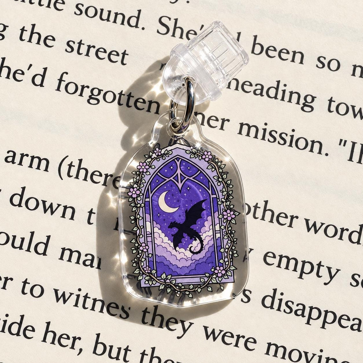 Fantasy Dragon Moon USB C dust plug, Kindle charm, view 2