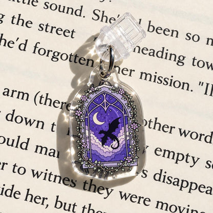 Fantasy Dragon Moon USB C dust plug, Kindle charm, view 2