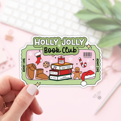 Holly Jolly Book Club Stickers / Christmas Bookish Stickers / Book Lover Gift / Bookish Merch / Kindle Sticker / Reading Lover