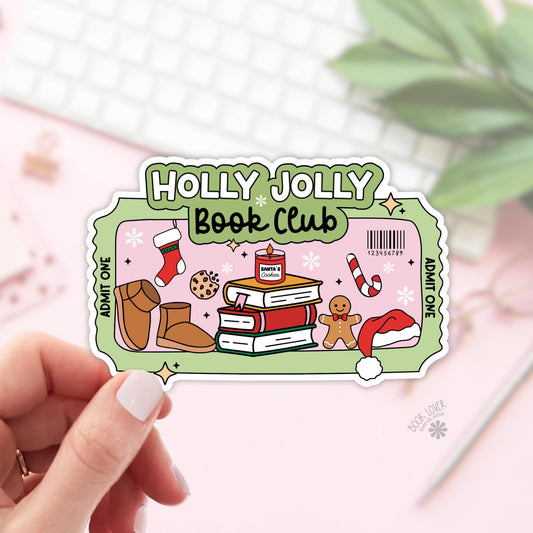Holly Jolly Book Club Stickers / Christmas Bookish Stickers / Book Lover Gift / Bookish Merch / Kindle Sticker / Reading Lover