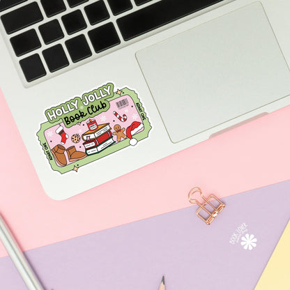 Holly Jolly Book Club Stickers / Christmas Bookish Stickers / Book Lover Gift / Bookish Merch / Kindle Sticker / Reading Lover