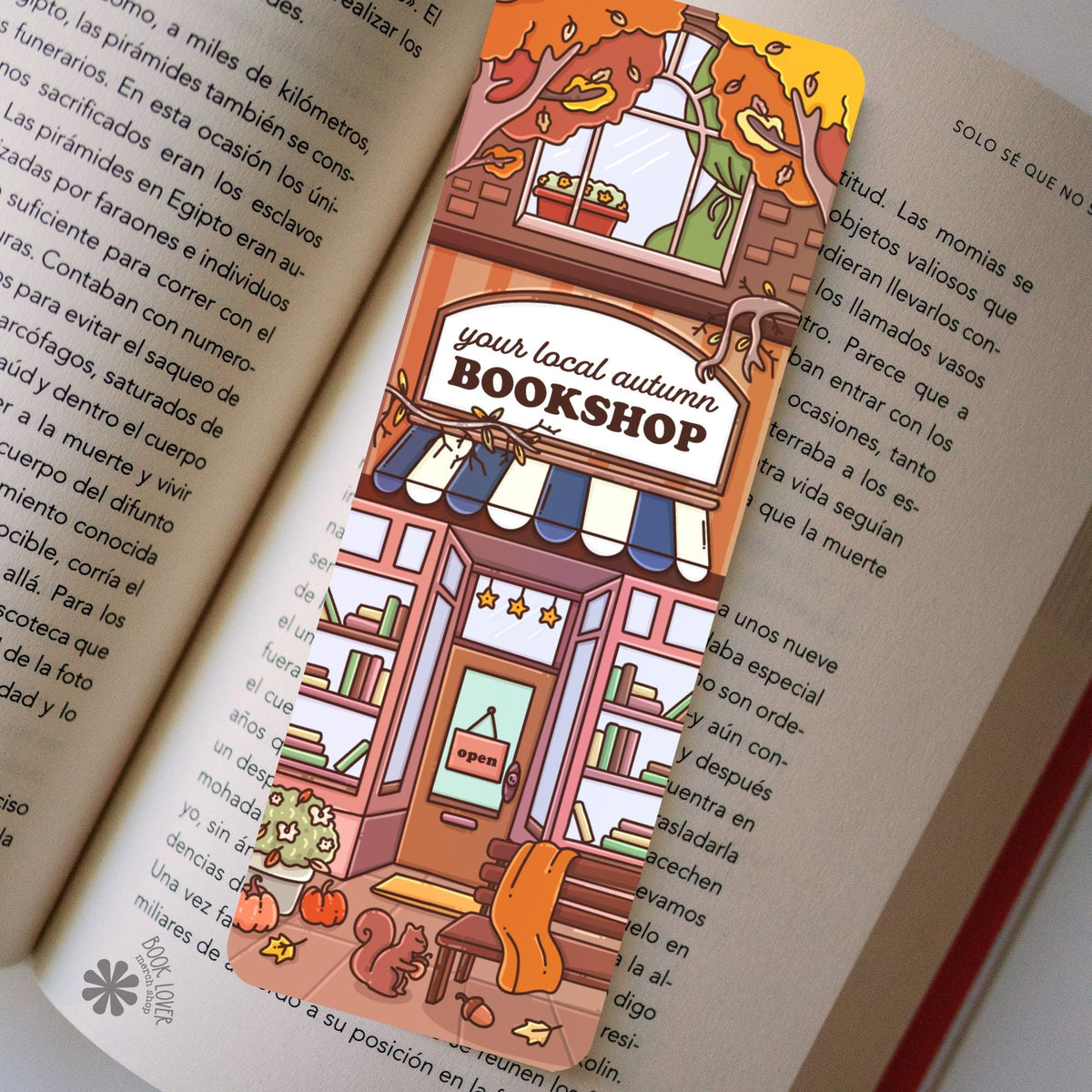 Cozy Fall Bookstore Bookmark / Autumn Bookshop Reading Accessory for Book Lovers