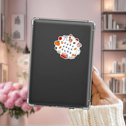 Cozy Fall Club Kindle sticker, bookish decal for readers
