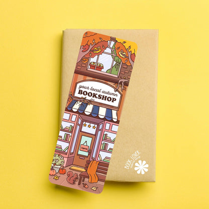 Cozy Fall Bookstore Bookmark / Autumn Bookshop Reading Accessory for Book Lovers