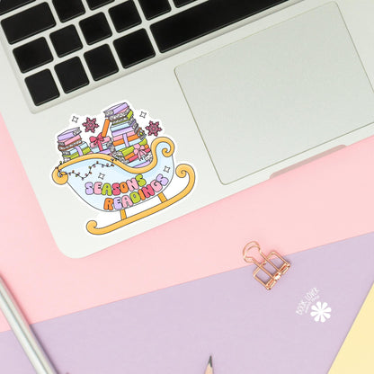 Christmas Seasons Readings Stickers / Bookish Stickers / Book Lover Gift / Bookish Merch / Kindle Sticker / Smut Reader / Reading Lover