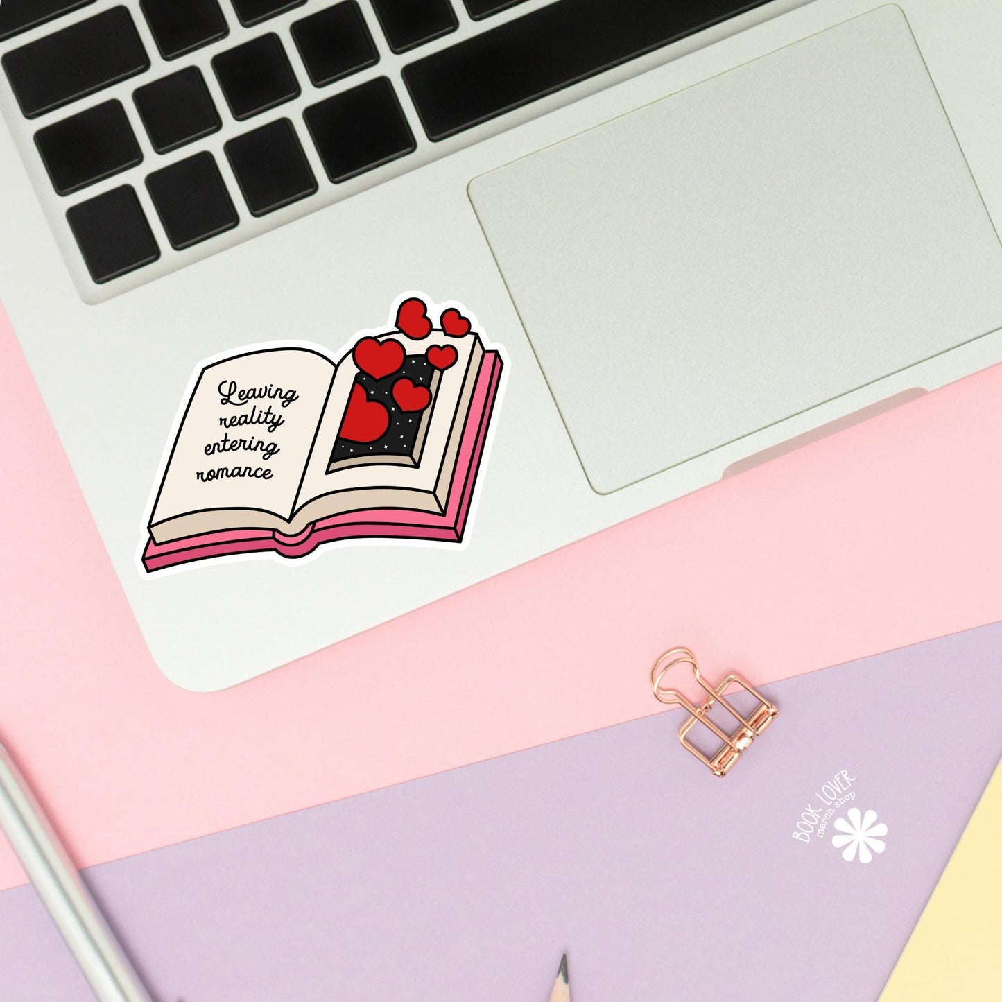 Leaving Reality Entering Romance Stickers / Bookish Stickers / Book Lover Gift / Bookish Merch / Kindle Sticker / Reading Lover