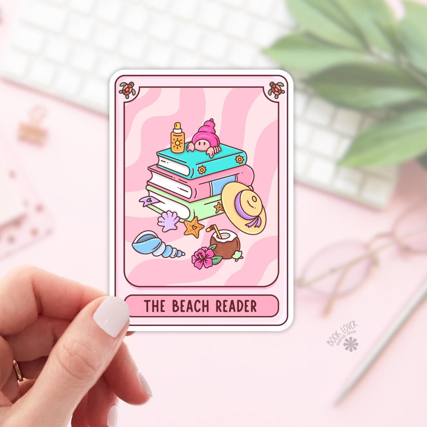 The Beach Reader Stickers / Tarot Card Bookish Stickers / Book Lover Gift / Bookish Merch / Kindle Sticker / Reading Lover / E-Reader