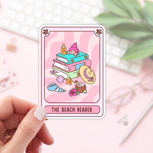 The Beach Reader Stickers / Tarot Card Bookish Stickers / Book Lover Gift / Bookish Merch / Kindle Sticker / Reading Lover / E-Reader