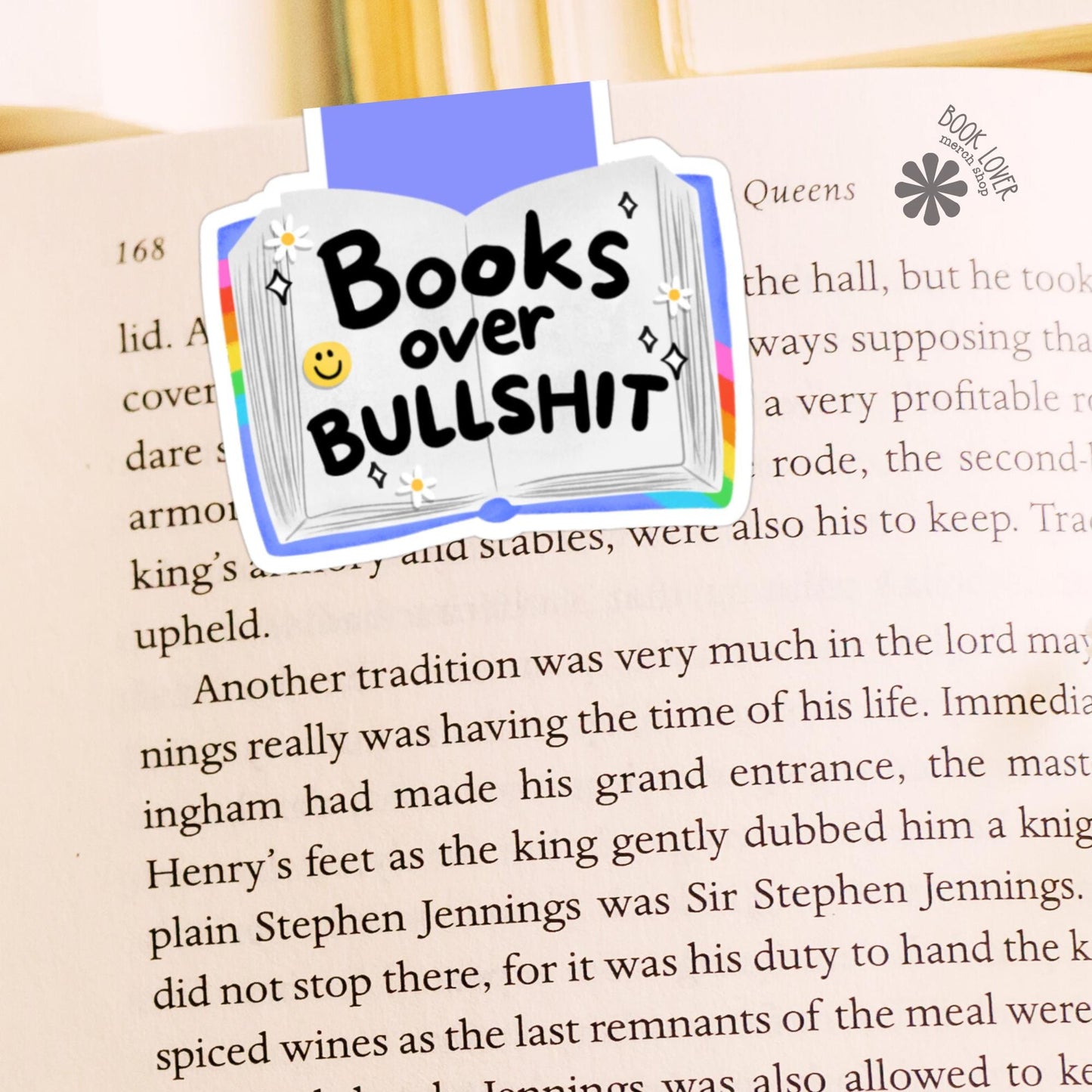 Books Over Bullshit Magnetic Bookmark / Bookish Bookmark / Book Lover Gift / Bookish Merch / Smut Reader / Reading Lover