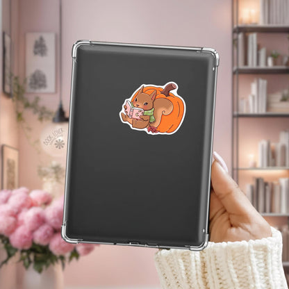 Autumn Reading Squirrel Sticker / Bookish Sticker / Book Lover Gift / Funny Reader Gift / Cozy Reader / Fall Reading Gift / Autumn Bookworm