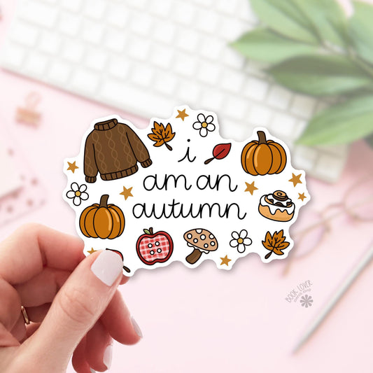 Pumpkin Cinnamon Roll bookish sticker, vinyl die cut, fall reader gift