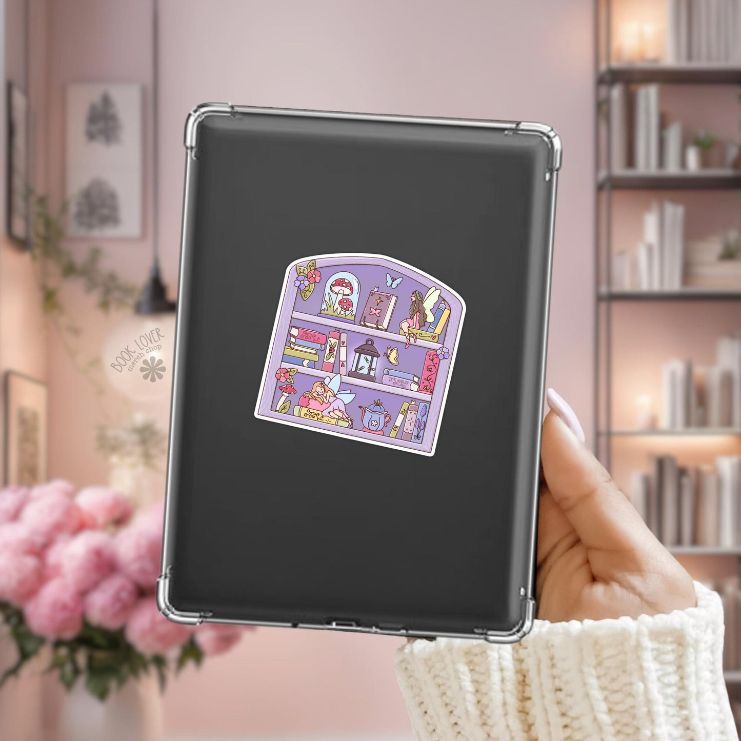 Purple Fairy Tale Bookshelf Sticker / Magical Reader Bookish Kindle Accessories