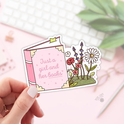 Just a Girl and Her Books Sticker / Bookish Reader Merch / Kindle Stickers Accessories