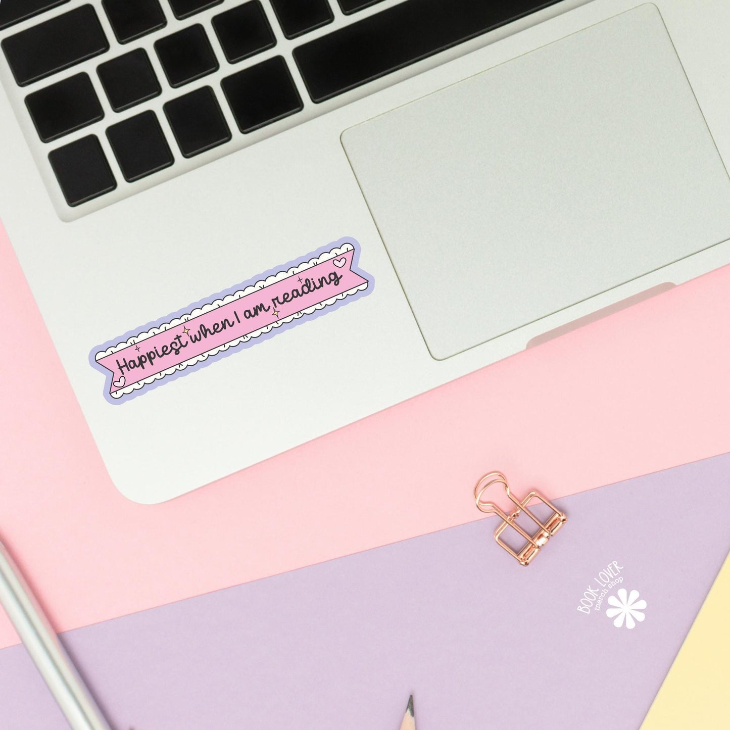 Happiest When I Am Reading Stickers / Bookish Stickers / Book Lover Gift / Bookish Merch / Kindle Sticker / Smut Reader / Reading Lover