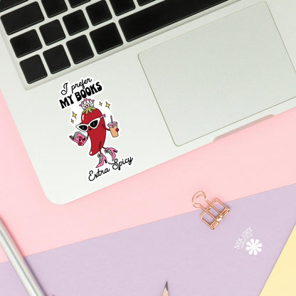 I Prefer My Books Extra Spicy Stickers / Bookish Stickers / Book Lover Gift / Bookish Merch / Kindle Sticker / Smut Reader / Reading Lover