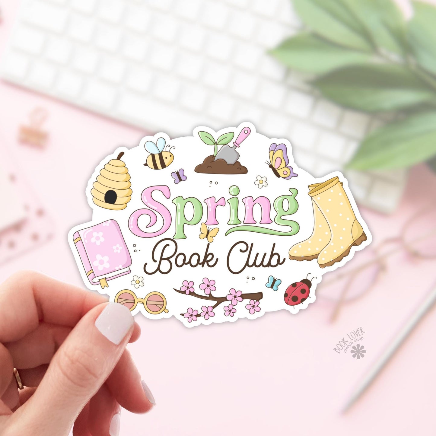 Spring Book Club Stickers / Bookish Stickers / Book Lover Gift / Bookish Merch / Kindle Sticker / Spring Reader / Reading Lover / E-Reader