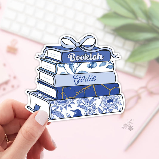 Chinoiserie Book Stack Stickers / Coquette Bow Bookish Stickers / Book Lover Gift / Bookish Merch / Kindle Sticker / Smut Reader