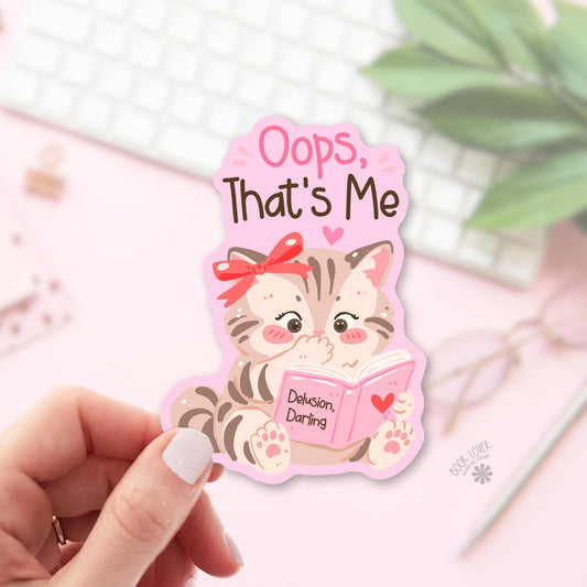 Cat Reading Book bookish sticker, vinyl die cut, cat lover reader gift