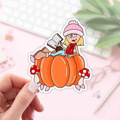 Autumn Bookish Girlie Stickers / Fall Bookish Stickers / Book Lover Gift / Bookish Merch / Kindle Sticker / Smut Reader / Reading Lover