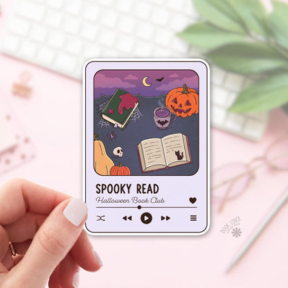 Halloween book club bookish sticker, vinyl die cut, readers whose book club meets in October gift