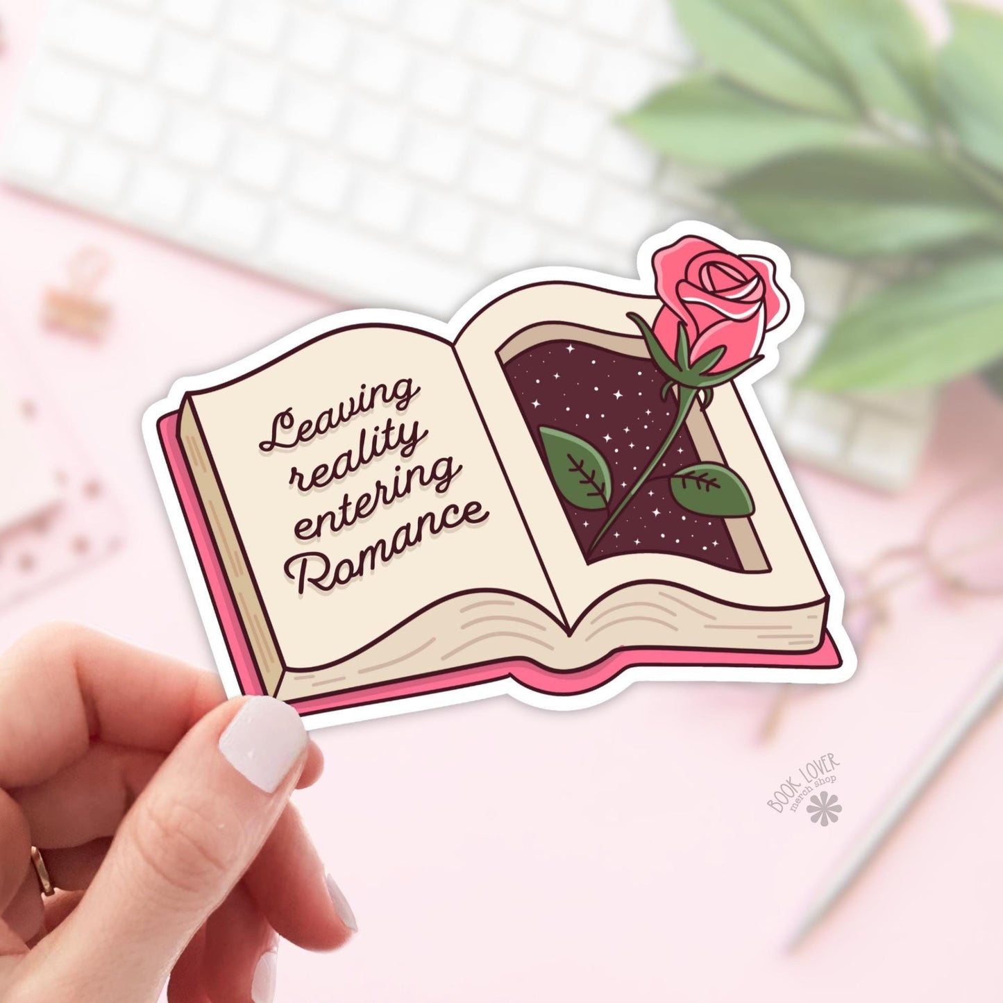 Leaving Reality Entering Romance Stickers / Bookish Stickers / Book Lover Gift / Bookish Merch / Kindle Sticker / Romance Reader
