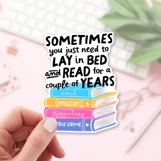 Romantasy Book Stack bookish sticker, vinyl die cut, funny reader gift
