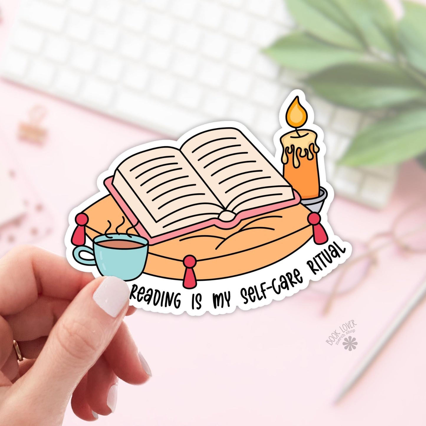 Reading is my Self-Care Ritual Stickers / Bookish Stickers / Book Lover Gift / Bookish Merch / Kindle Sticker / Smut Reader / Reading Lover