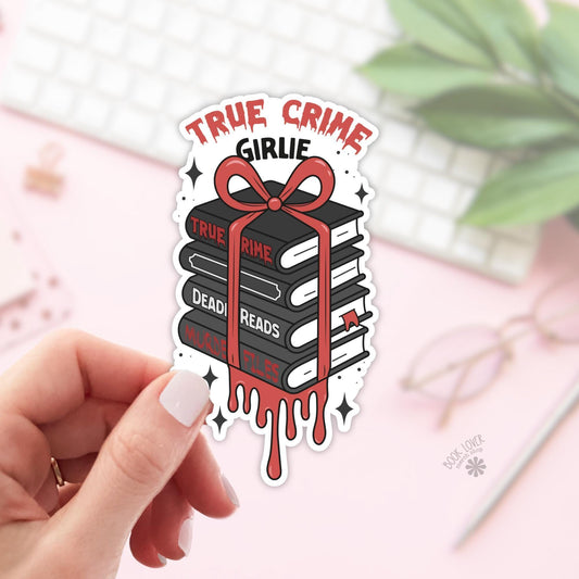 True Crime Girlie Stickers / Bookish Stickers / Book Lover Gift / Bookish Merch / Kindle Sticker / Thriller Reader / Reading Lover