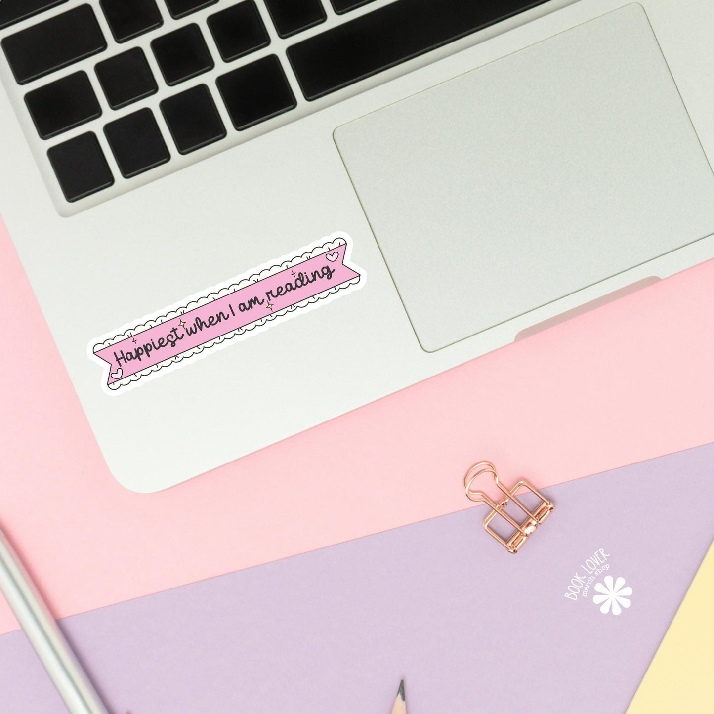 Happiest When I Am Reading Stickers / Bookish Stickers / Book Lover Gift / Bookish Merch / Kindle Sticker / Smut Reader / Reading Lover