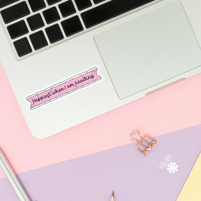 Happiest When I Am Reading Stickers / Bookish Stickers / Book Lover Gift / Bookish Merch / Kindle Sticker / Smut Reader / Reading Lover