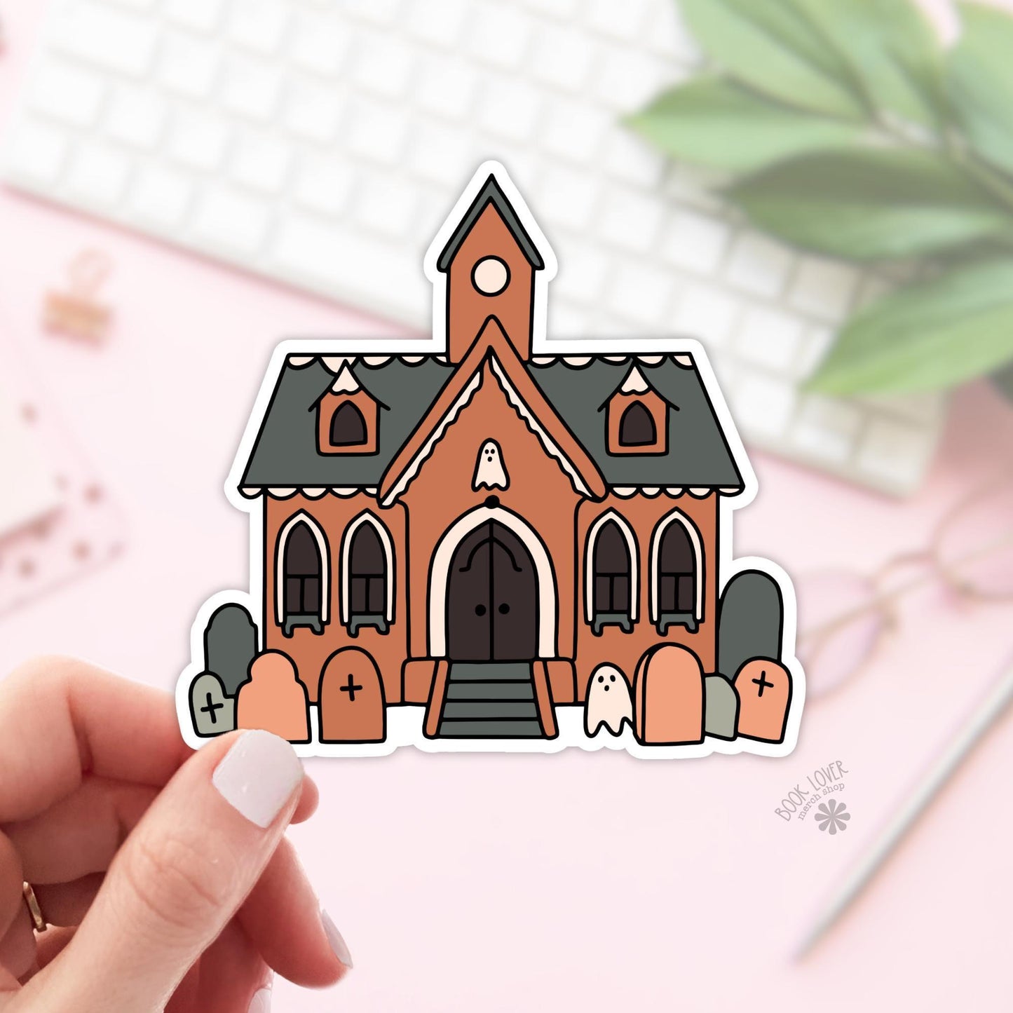 Haunted Gigerbread Library Stickers / Bookish Stickers / Book Lover Gift / Bookish Merch / Kindle Sticker / Smut Reader / Reading Lover