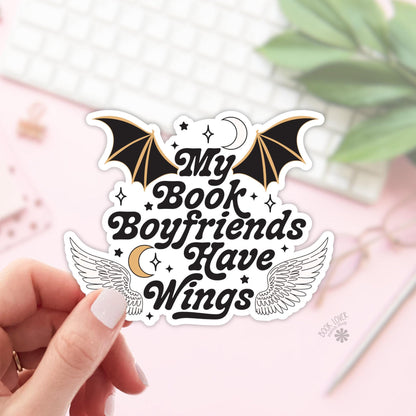 My Book Boyfriends Have Wings Stickers / Bookish Stickers / Fantasy Book Lover Gift / Bookish Merch / Kindle Sticker / Smut Reader / Reading