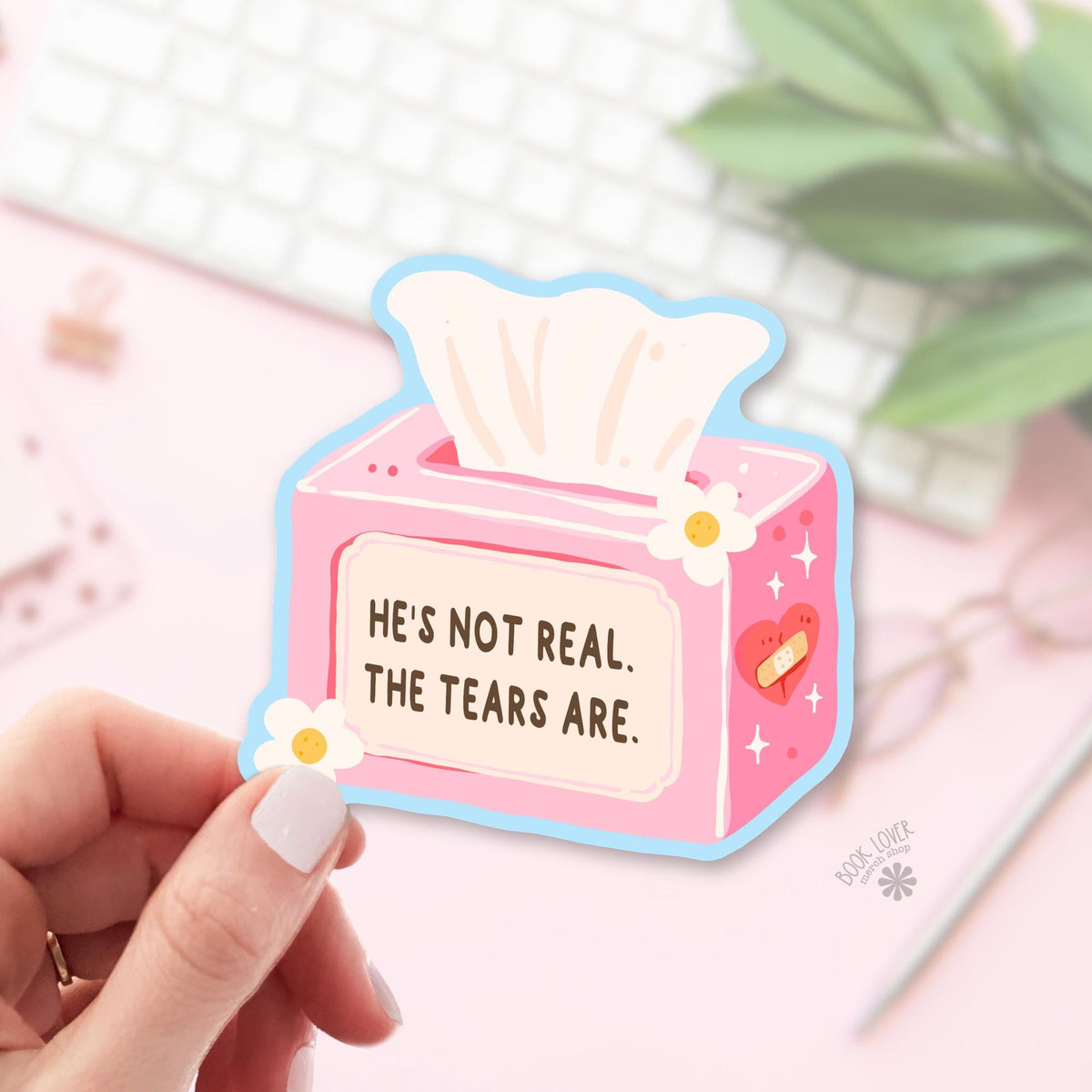 Ugly Cry Tissue Box bookish sticker, vinyl die cut, Sad Romance Reader gift