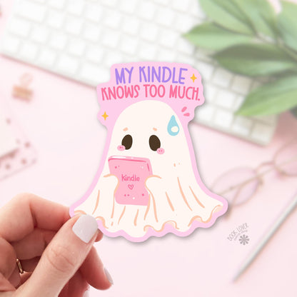 Spooky Ghost Reader bookish sticker, vinyl die cut, halloween reader gift