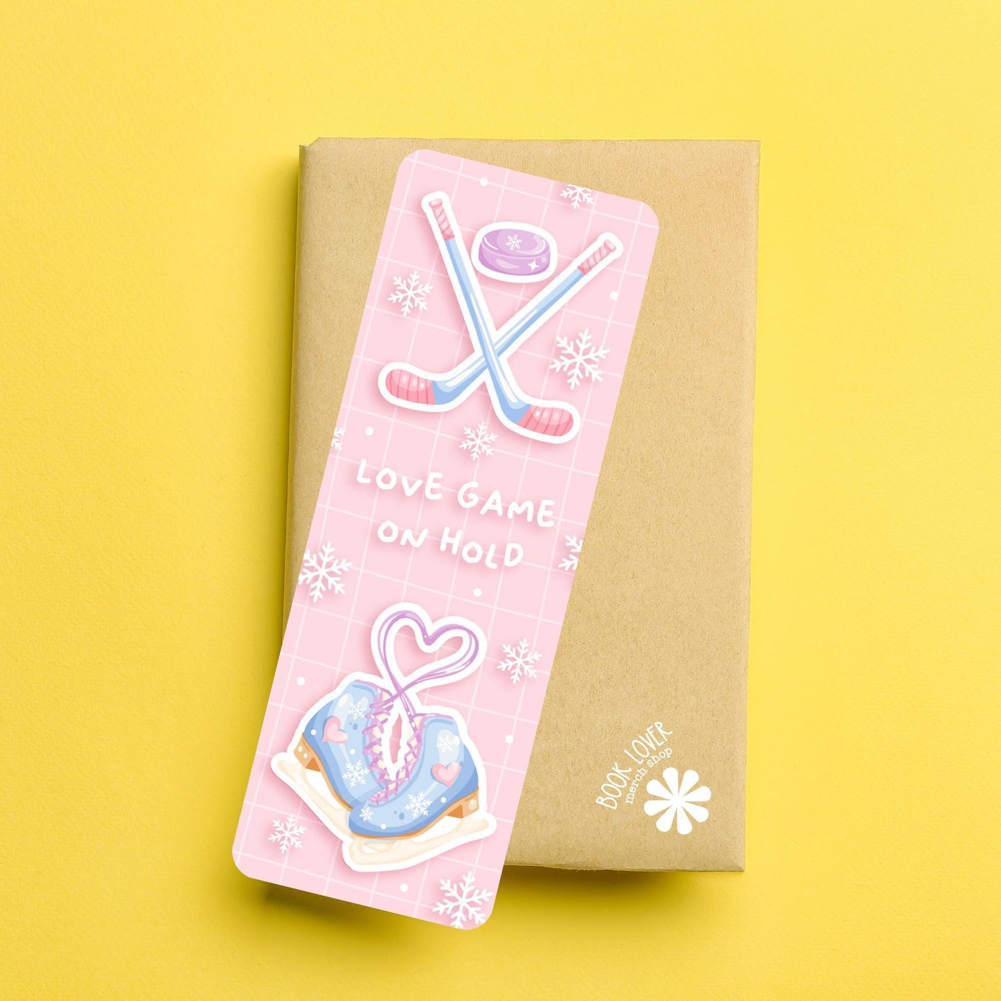 Love Game on Hold Hockey Romance Girlie Bookish Bookmark / Winter Bookish Bookmark / Book Lover Gift / Bookish Merch / Reading Lover