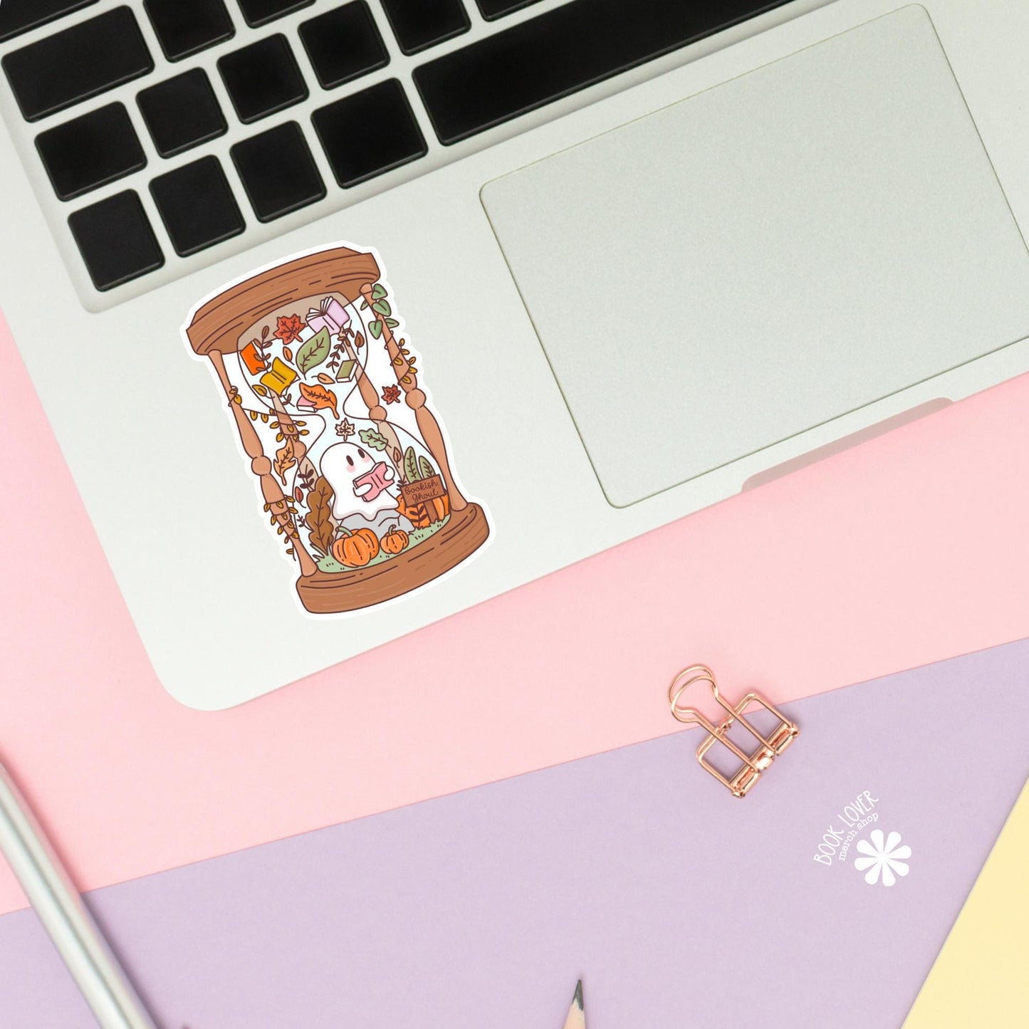 Bookish Ghoul Stickers / Ghost Reading Hourglass / Bookish Stickers / Book Lover Gift / Bookish Merch / Kindle Sticker / Reading Lover