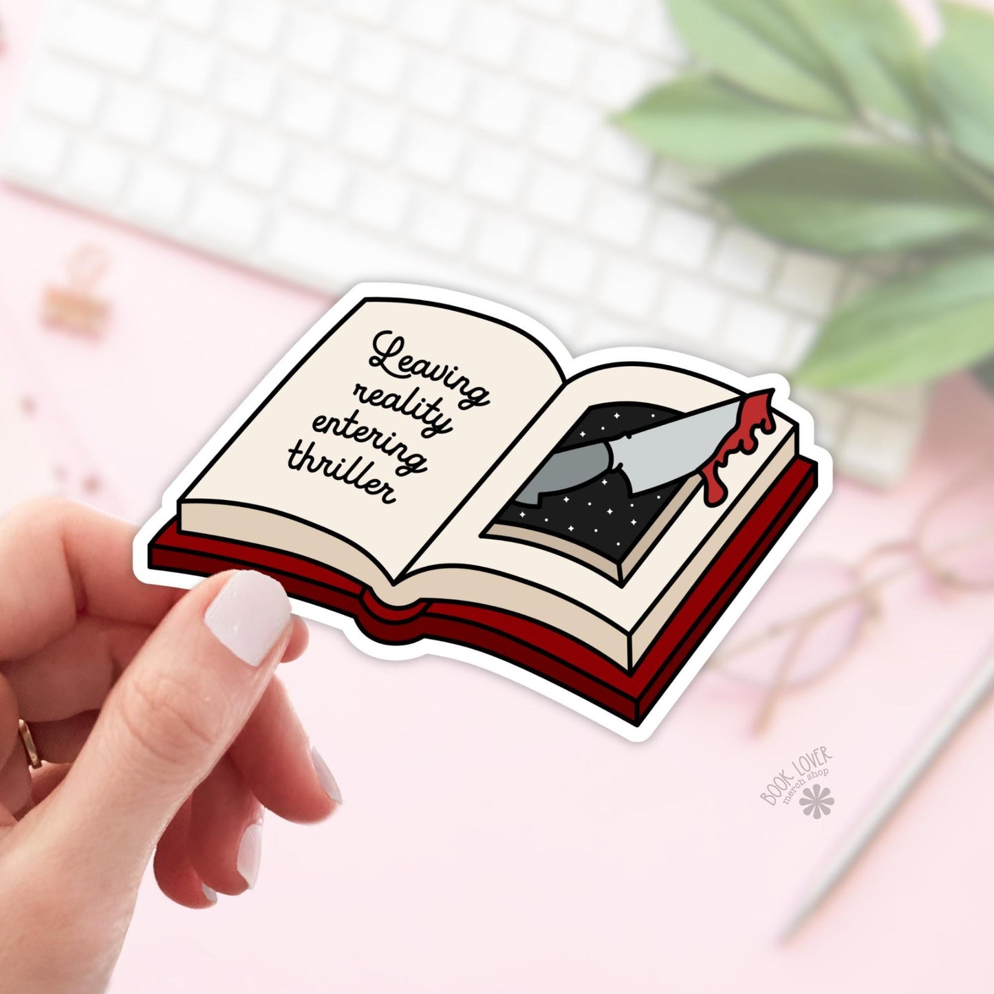 Leaving Reality Entering Thriller Stickers / Bookish Stickers / Book Lover Gift / Bookish Merch / Kindle Sticker / Thriller Reader